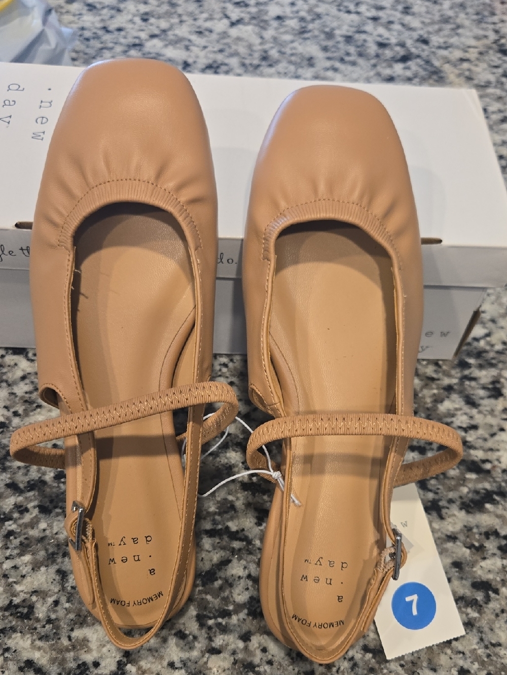 a new day Tan Mary Jane Ballet Flats with Strap